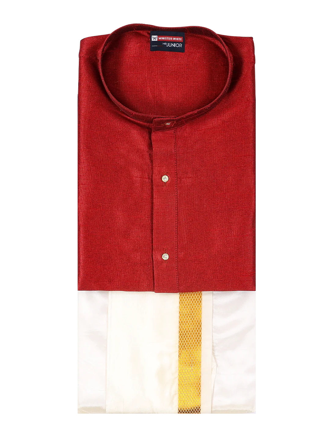 Boys Brown Colour Kurtha with Gold Jari Panchakacham Combo Chitrang - Image 4