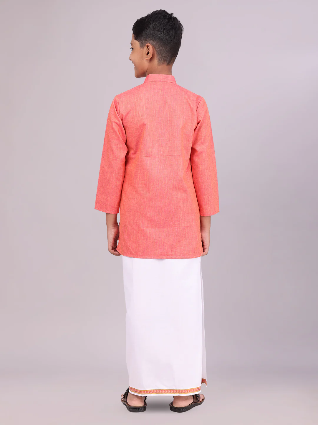 Boys Cotton Brick Kurta with Matching Border Dhoti Combo Honest Boy - Image 4