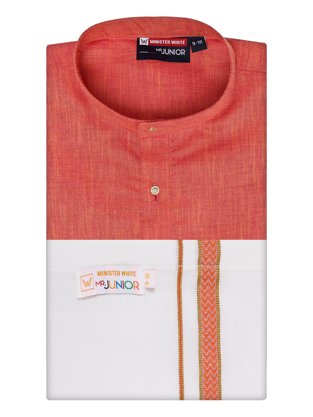 Boys Cotton Brick Kurta with Matching Border Dhoti Combo Honest Boy - Image 5