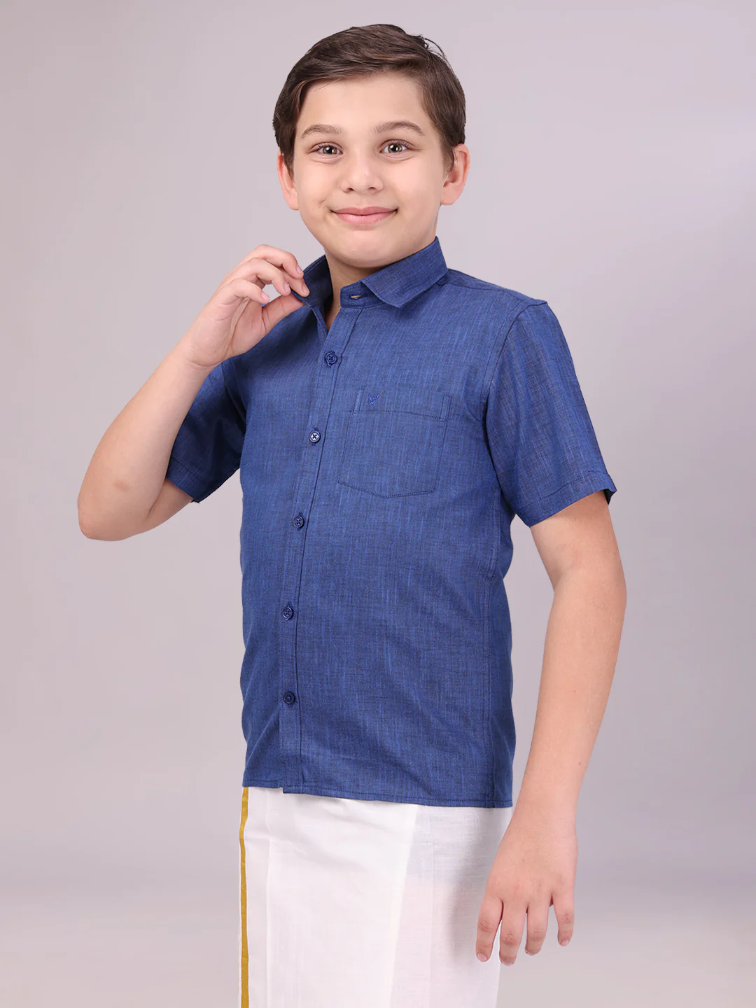 Boys Cotton Inic Blue Colour Half Sleeves Shirt Friendly Boy - Image 3