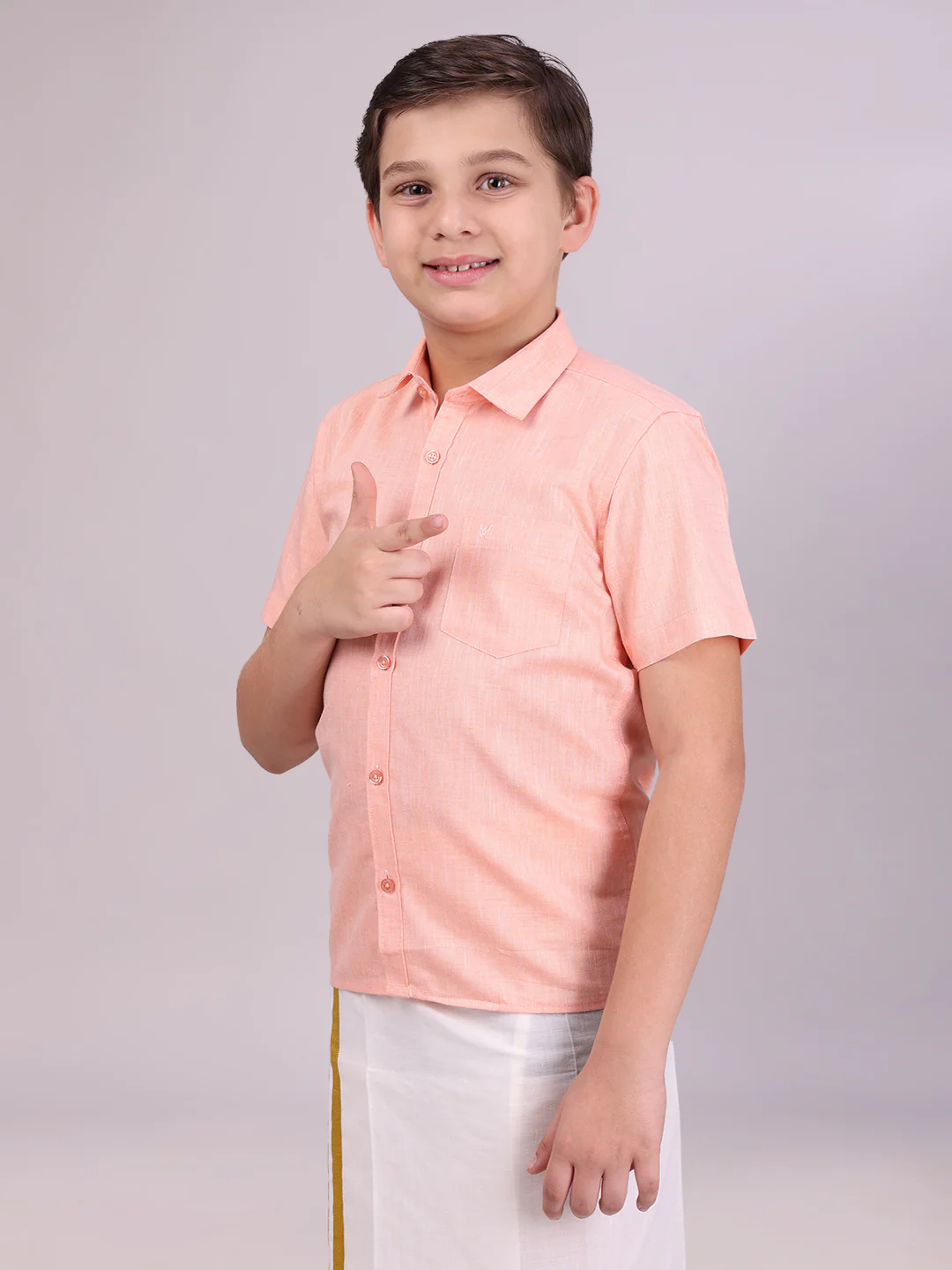 Boys Cotton Light orange Colour Half Sleeves Shirt Friendly Boy - Image 2