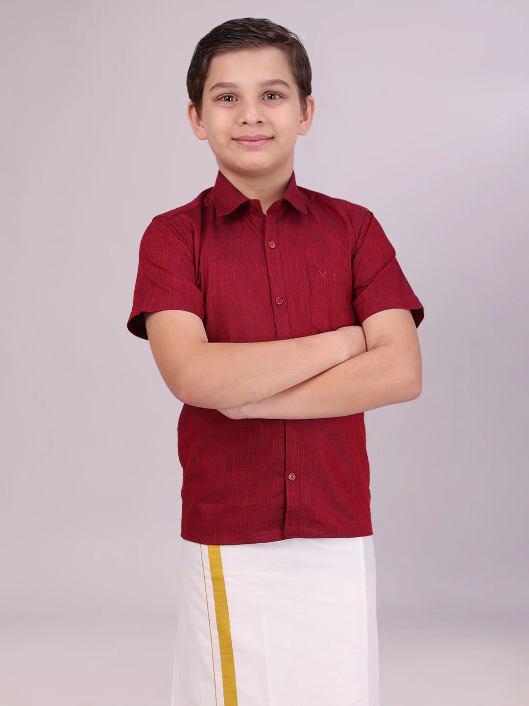 Boys Cotton Maroon Colour Half Sleeves Shirt Friendly Boy