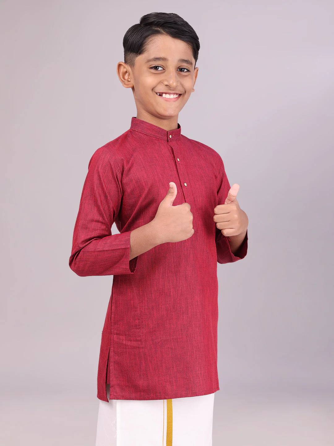 Boys Cotton Maroon Full Sleeves Kurta Selective Boy - Image 2