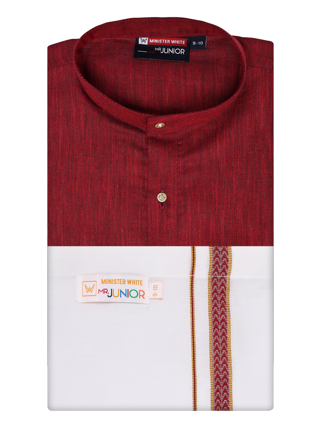 Boys Cotton Maroon Kurta with Matching Border Dhoti Combo Honest Boy - Image 5