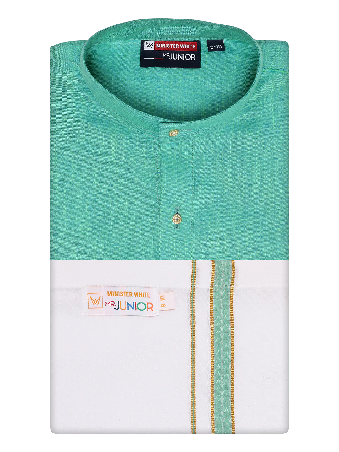 Boys Cotton Mint Blue Kurta with Matching Border Dhoti Combo Honest Boy - Image 5