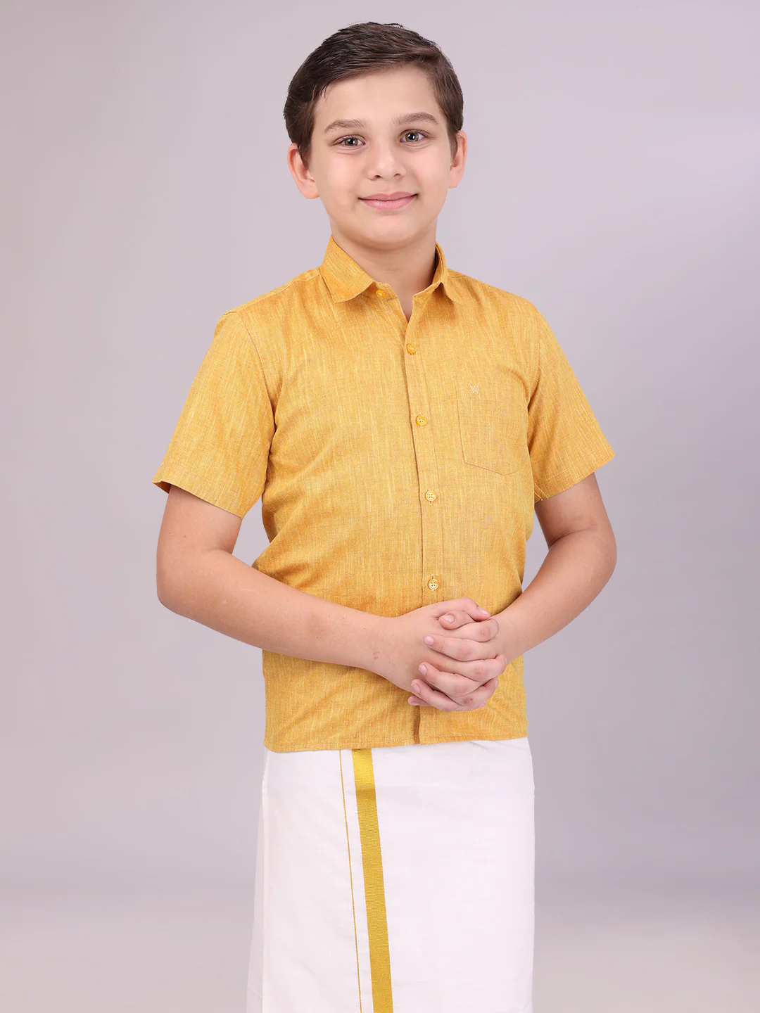 Boys Cotton Mustard Colour Half Sleeves Shirt Friendly Boy - Image 2