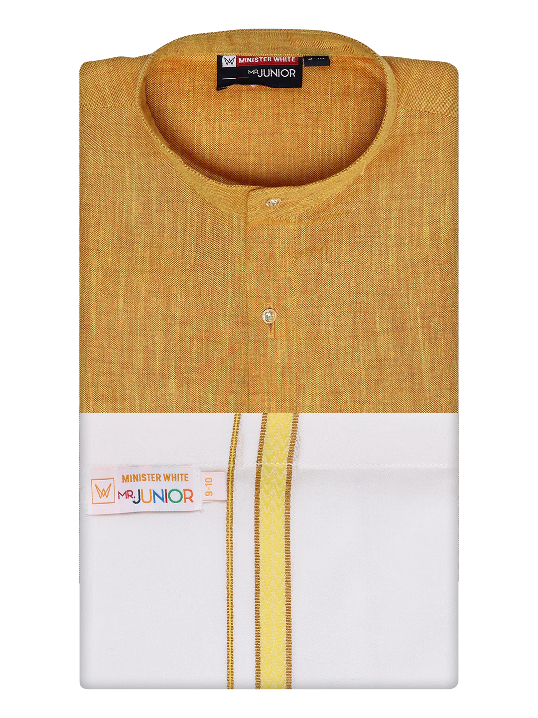 Boys Cotton Mustard Kurta with Matching Border Dhoti Combo Honest Boy - Image 5