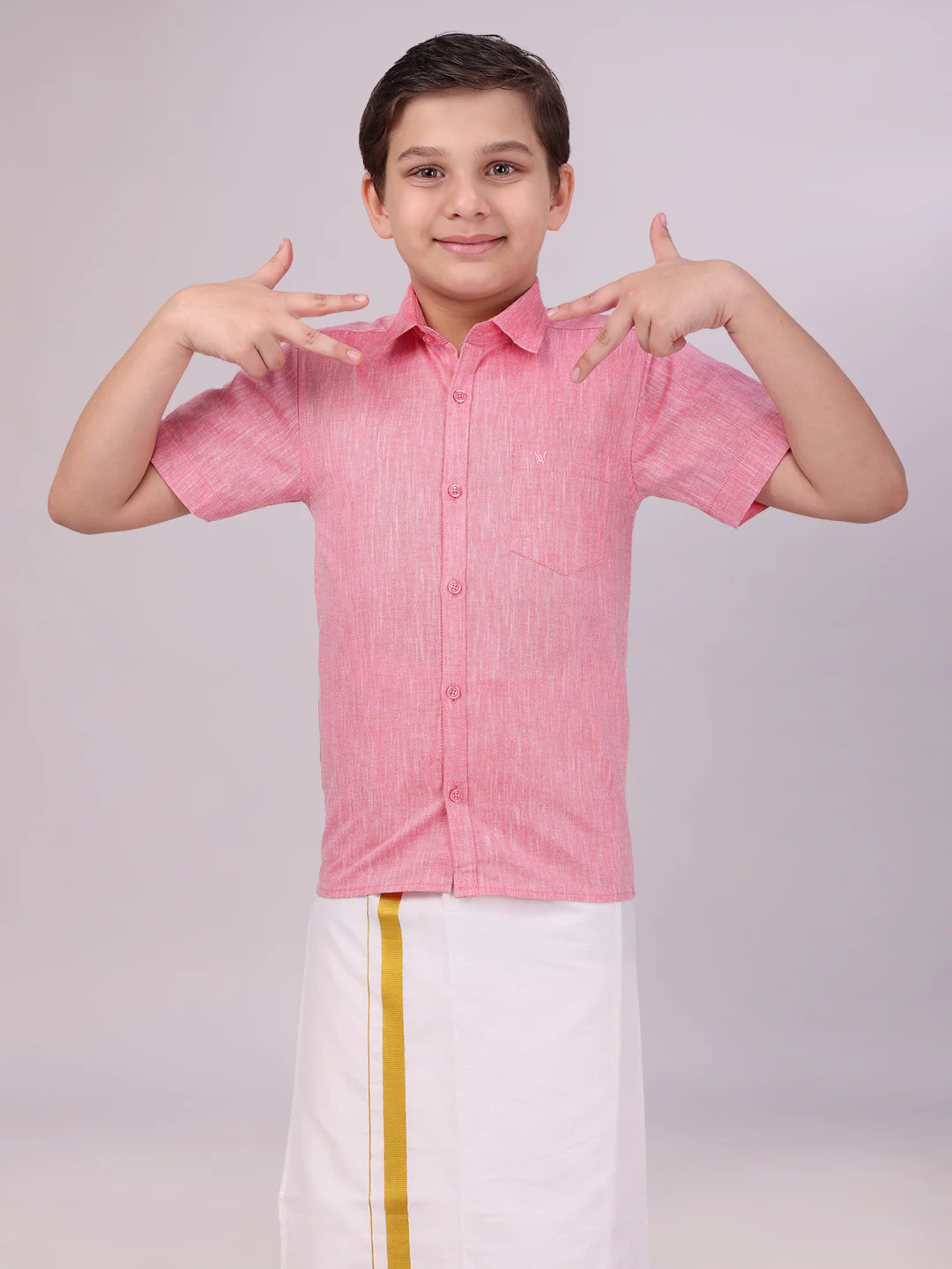 Boys Cotton Pink Colour Half Sleeves Shirt Friendly Boy - Image 2