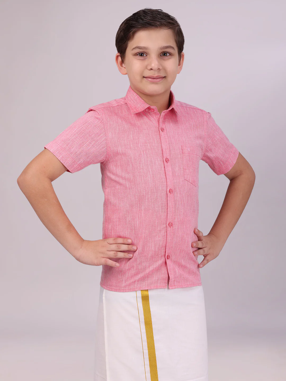 Boys Cotton Pink Colour Half Sleeves Shirt Friendly Boy - Image 3