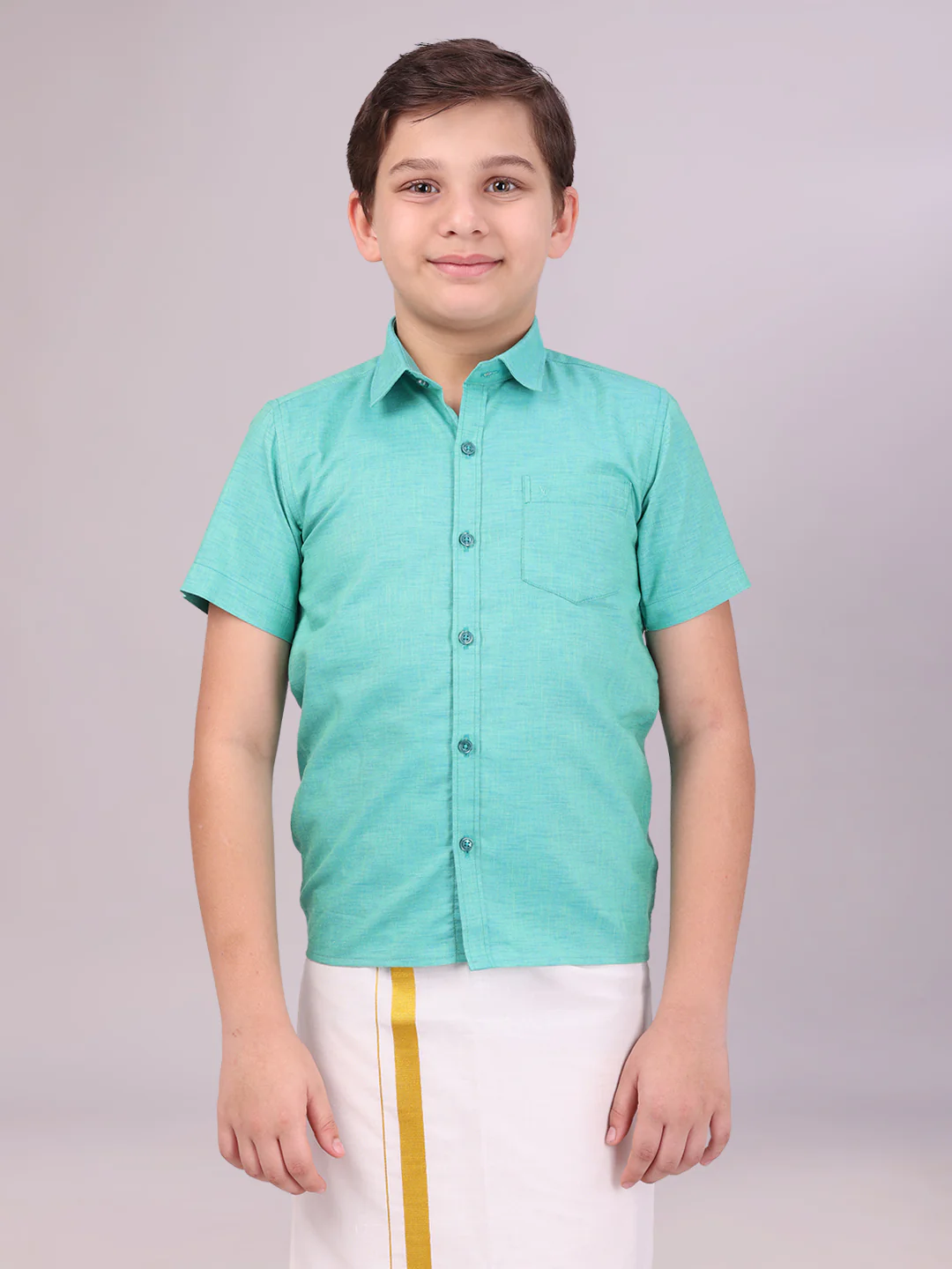 Boys Cotton Sky Blue Colour Half Sleeves Shirt Friendly Boy