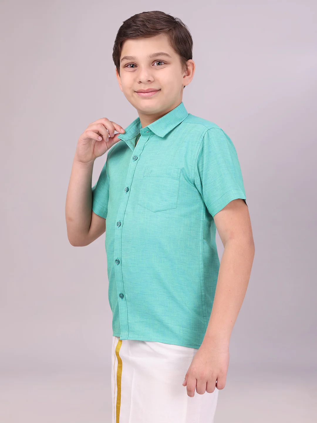 Boys Cotton Sky Blue Colour Half Sleeves Shirt Friendly Boy - Image 2