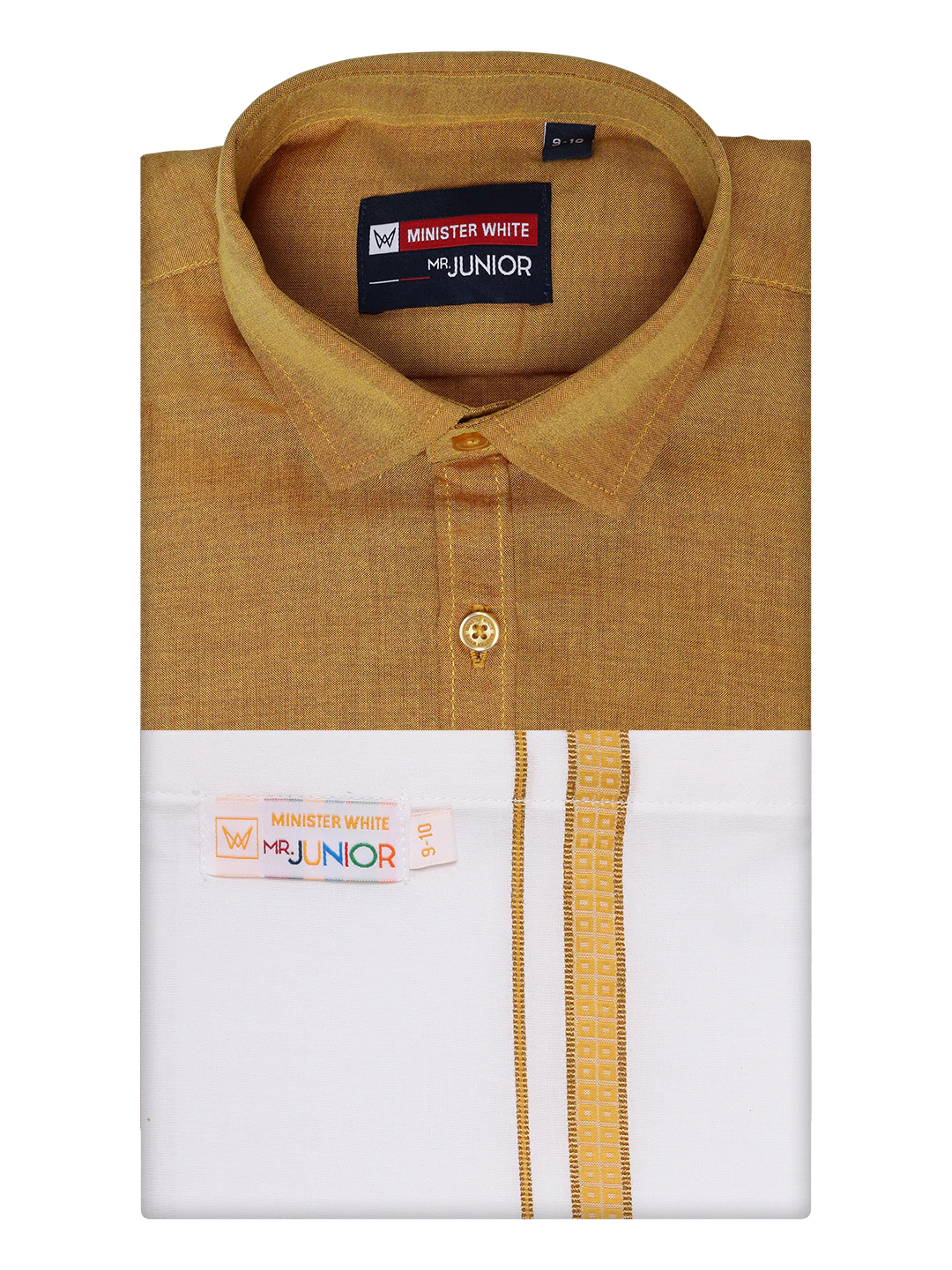 Boys Gold Matching Half Sleeves Shirt with Fancy Flexi Dhoti Combo Brave Boy - Image 5