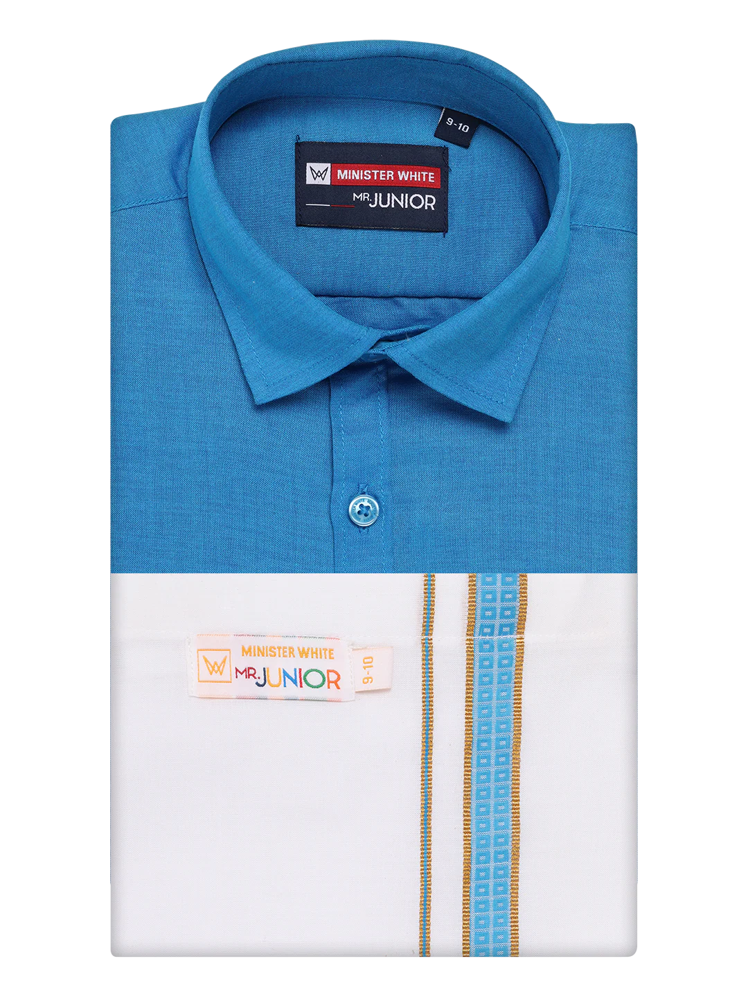 Boys Half Sleeve Blue Shirt with Matching Fancy Flexi Dhoti Combo Brave Boy - Image 5