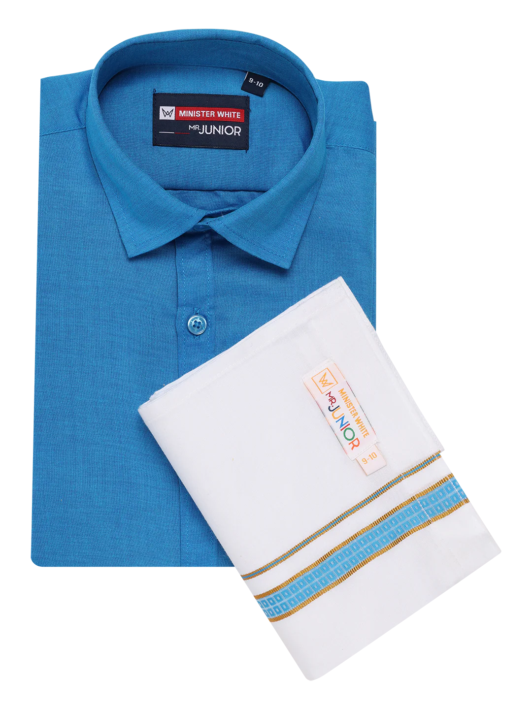 Boys Half Sleeve Blue Shirt with Matching Fancy Flexi Dhoti Combo Brave Boy - Image 8