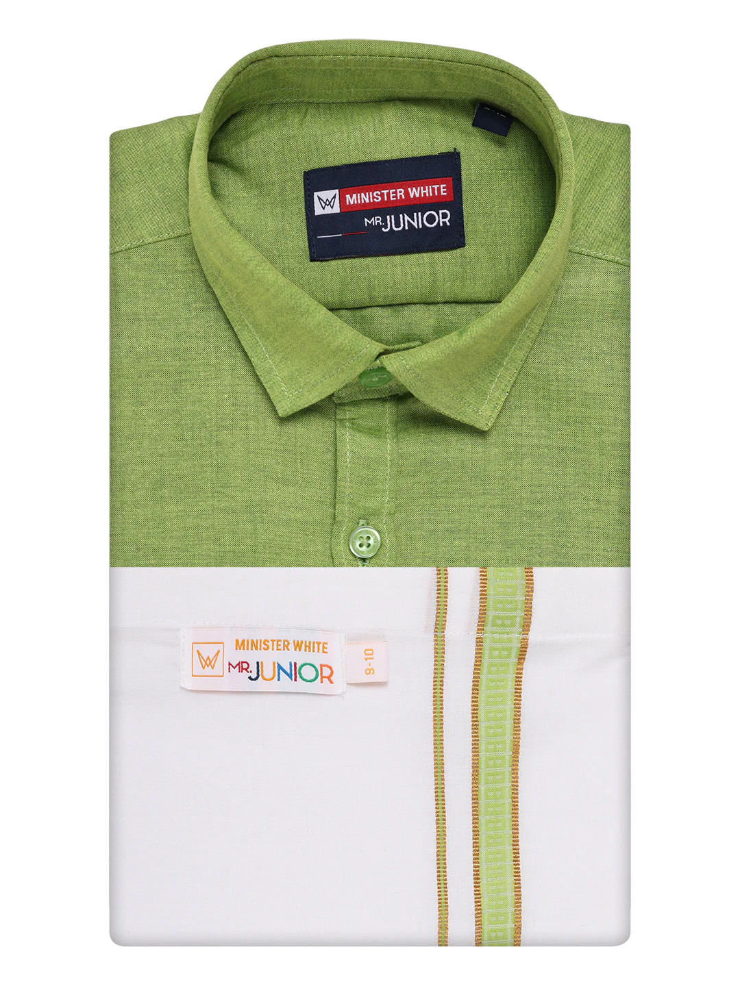 Boys Light Green Matching Half Sleeves Shirt with Fancy Flexi Dhoti Combo Brave Boy - Image 5