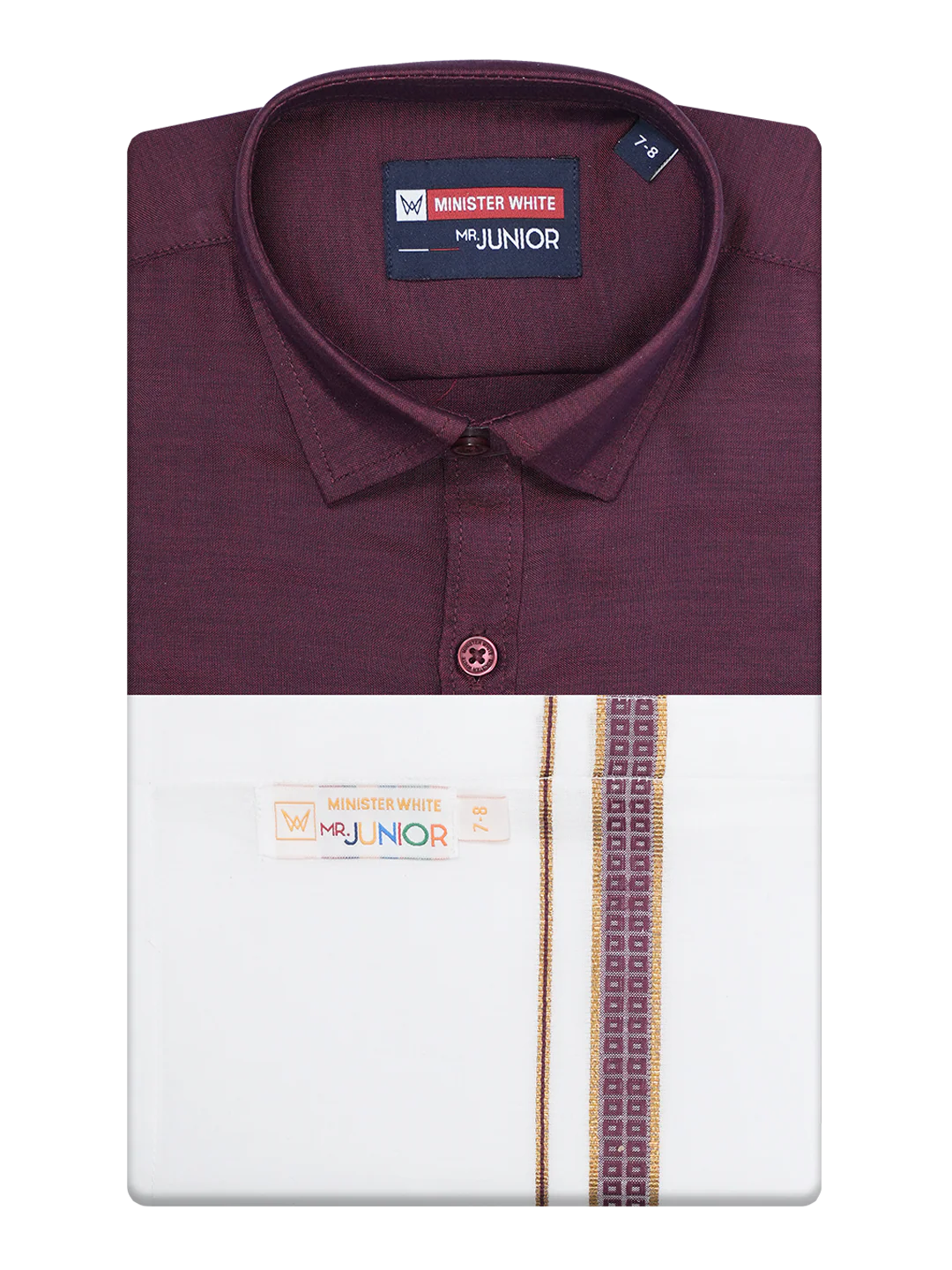 Boys Maroon Matching Half Sleeves Shirt with Fancy Flexi Dhoti Combo Brave Boy - Image 5
