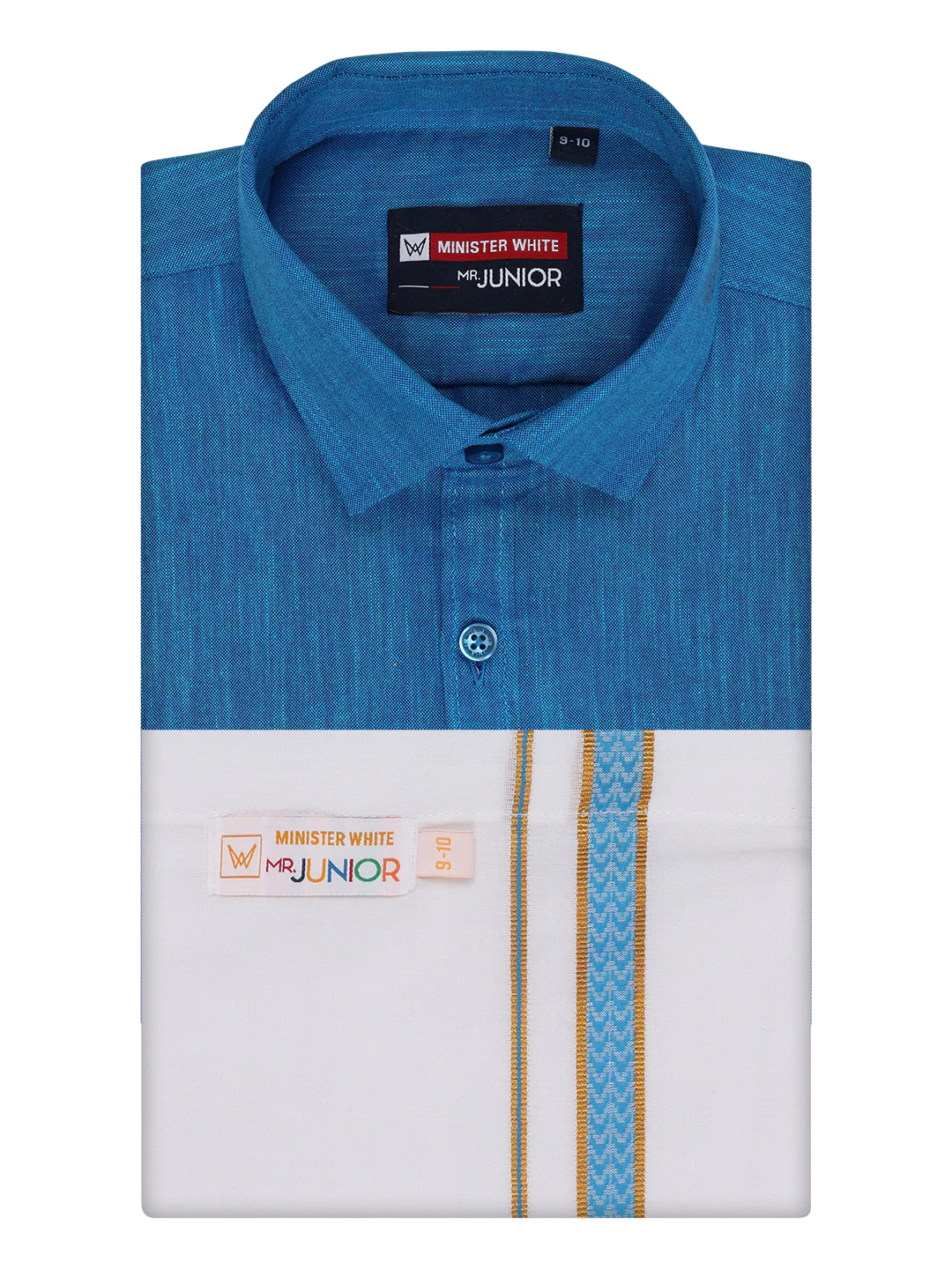 Boys Matching Half Sleeves Shirt with Flexi Dhoti Combo Blue Polite Boy - Image 5