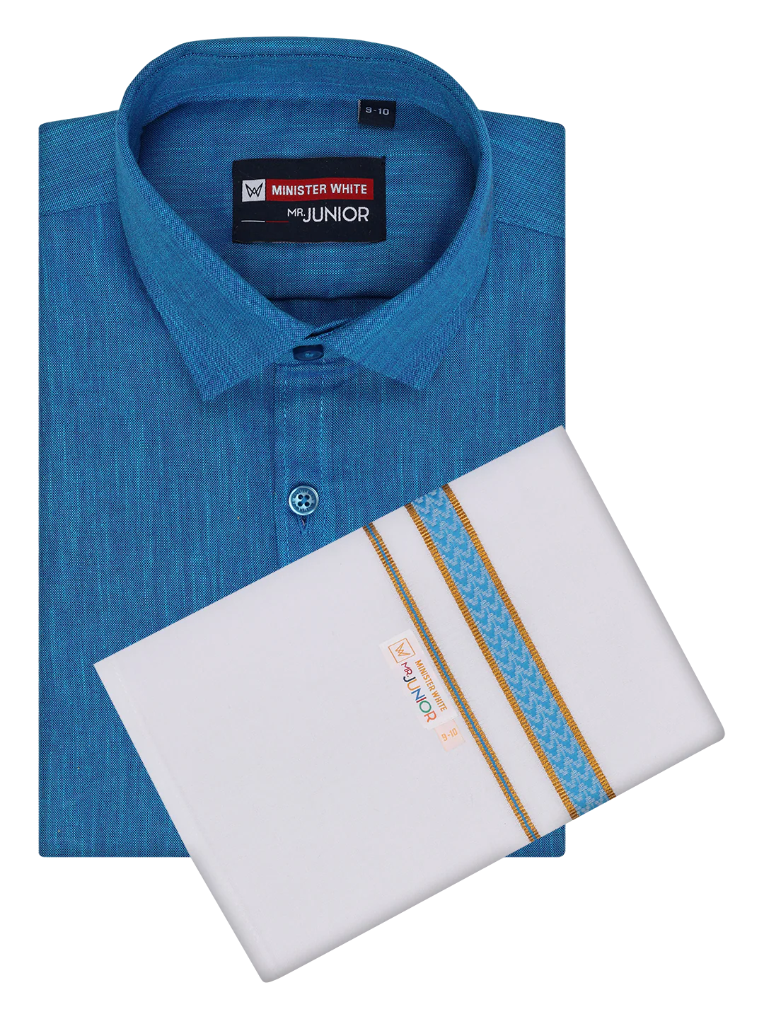 Boys Matching Half Sleeves Shirt with Flexi Dhoti Combo Blue Polite Boy - Image 8