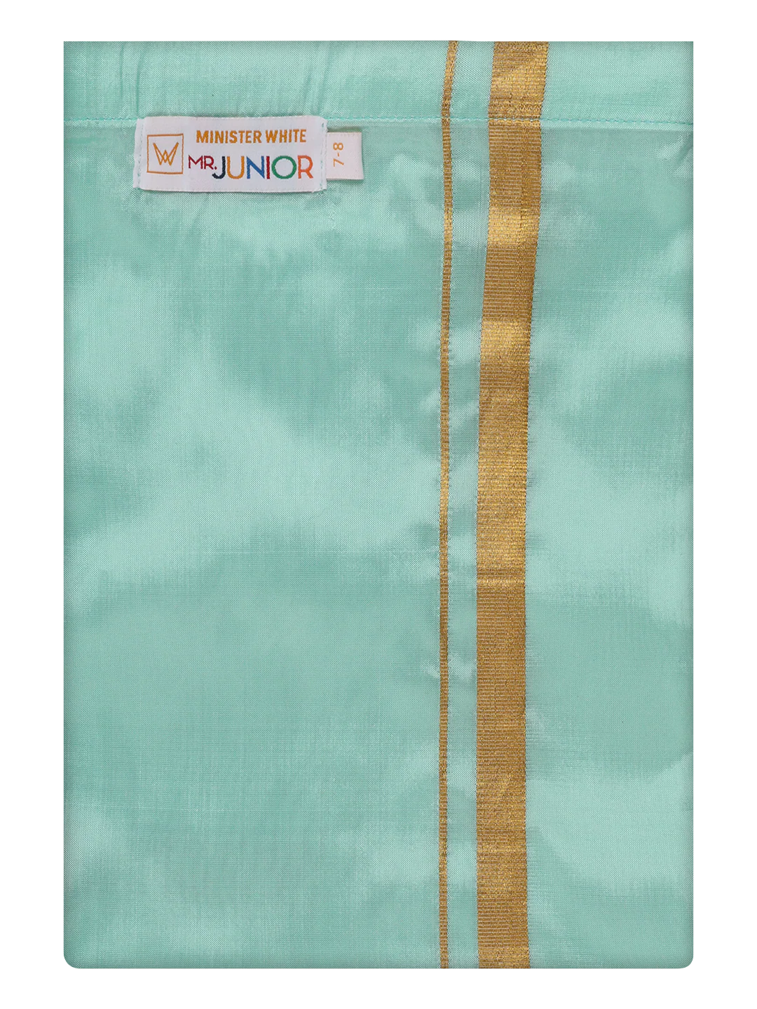 Boys Mint Leaf Green Matching Art Silk Shirt and Flexi Dhoti Combo Poppins - Image 3