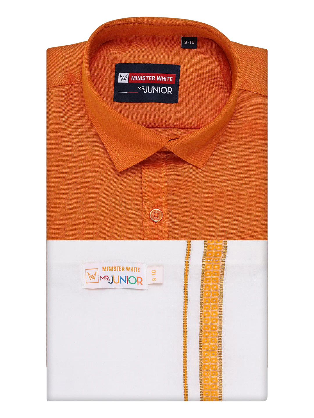 Boys Orange Matching Half Sleeves Shirt with Fancy Flexi Dhoti Combo Brave Boy - Image 5