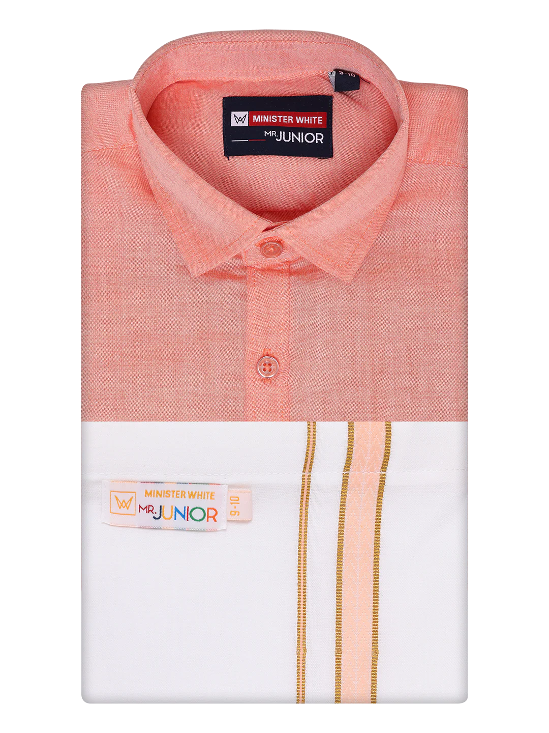 Boys Peach Matching Half Sleeves Shirt with Fancy Flexi Dhoti Combo Brave Boy - Image 4