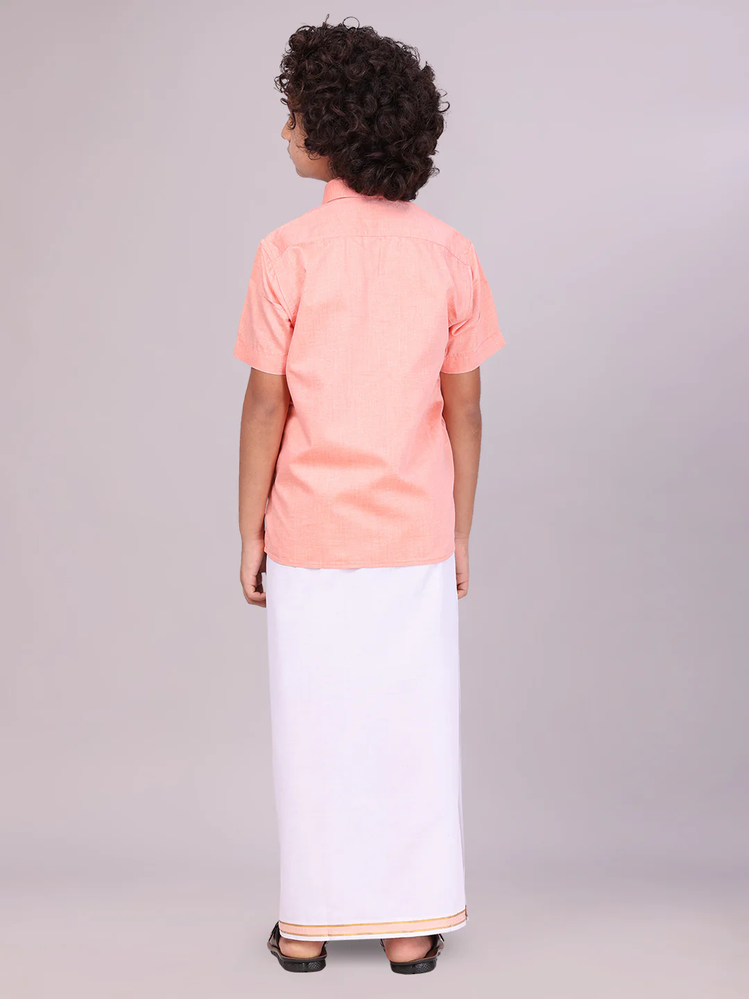 Boys Peach Matching Half Sleeves Shirt with Fancy Flexi Dhoti Combo Brave Boy - Image 7