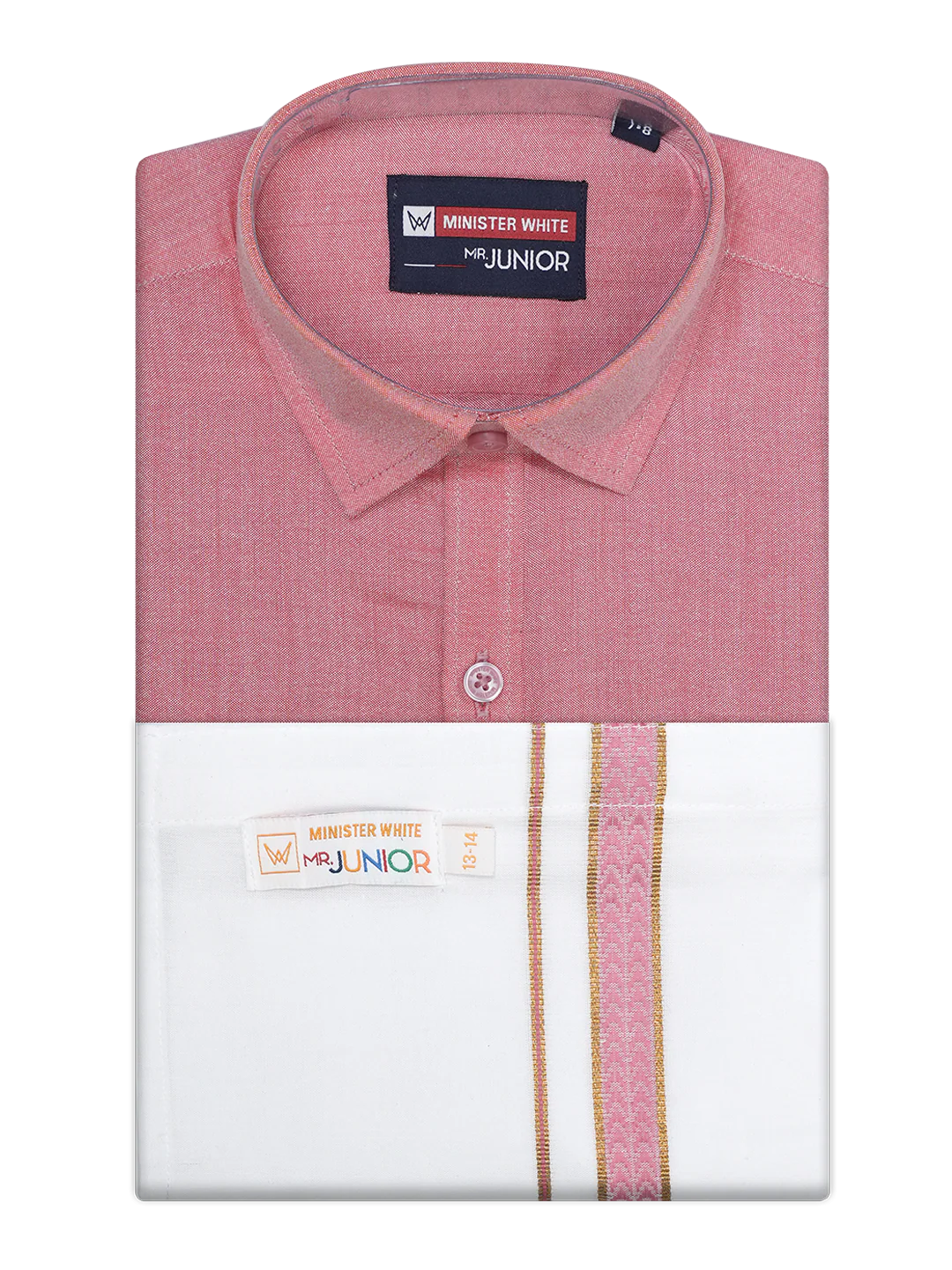 Boys Pink Matching Half Sleeves Shirt with Fancy Flexi Dhoti Combo Brave Boy