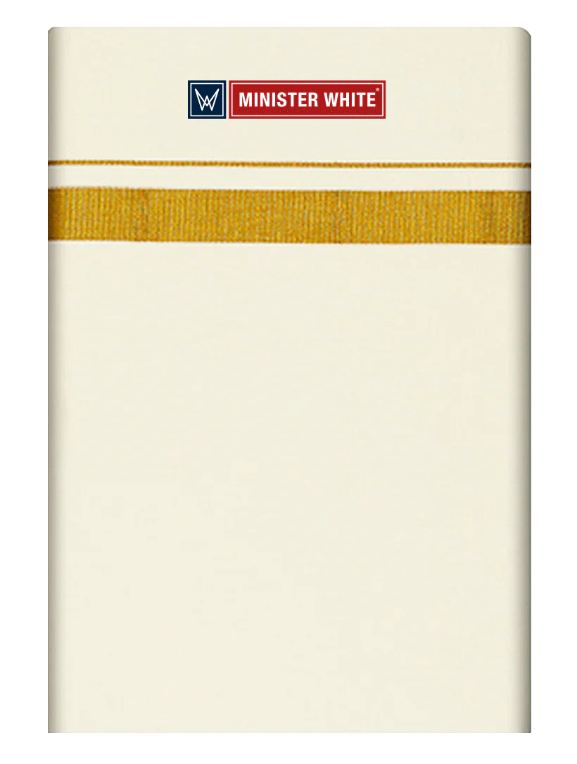 Mens Cotton Cream Single Layered Dhoti with 3/4" Gold Jari Border - Activa