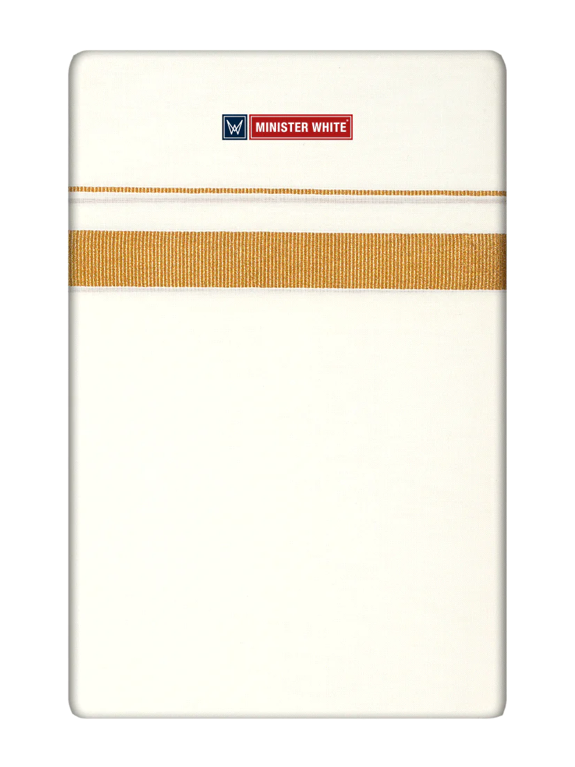 Mens Cotton Cream Single Layered Dhoti with 3/4" Gold Jari Border - Prime 3/4