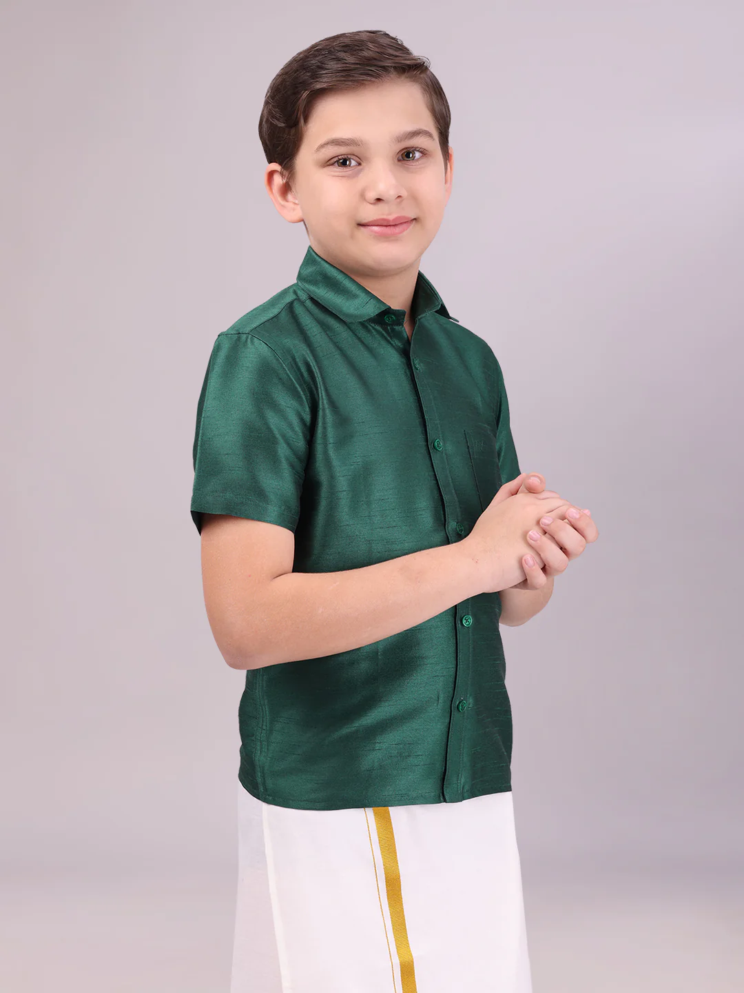 Boys Dark Green Colour Half Sleeves Shirt Intense Boy - Image 3