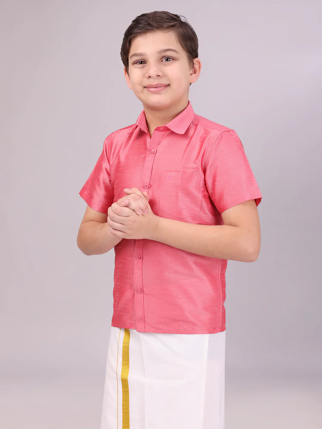 Boys Dark Pink Colour Half Sleeves Shirt Intense Boy - Image 3