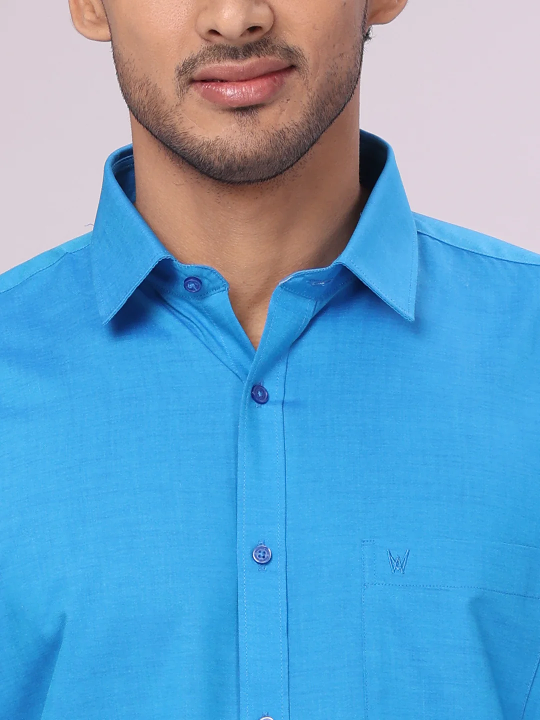 Father & Son Blue Color Cotton Shirt with Matching Border Tissue Dhoti Combo - Image 8