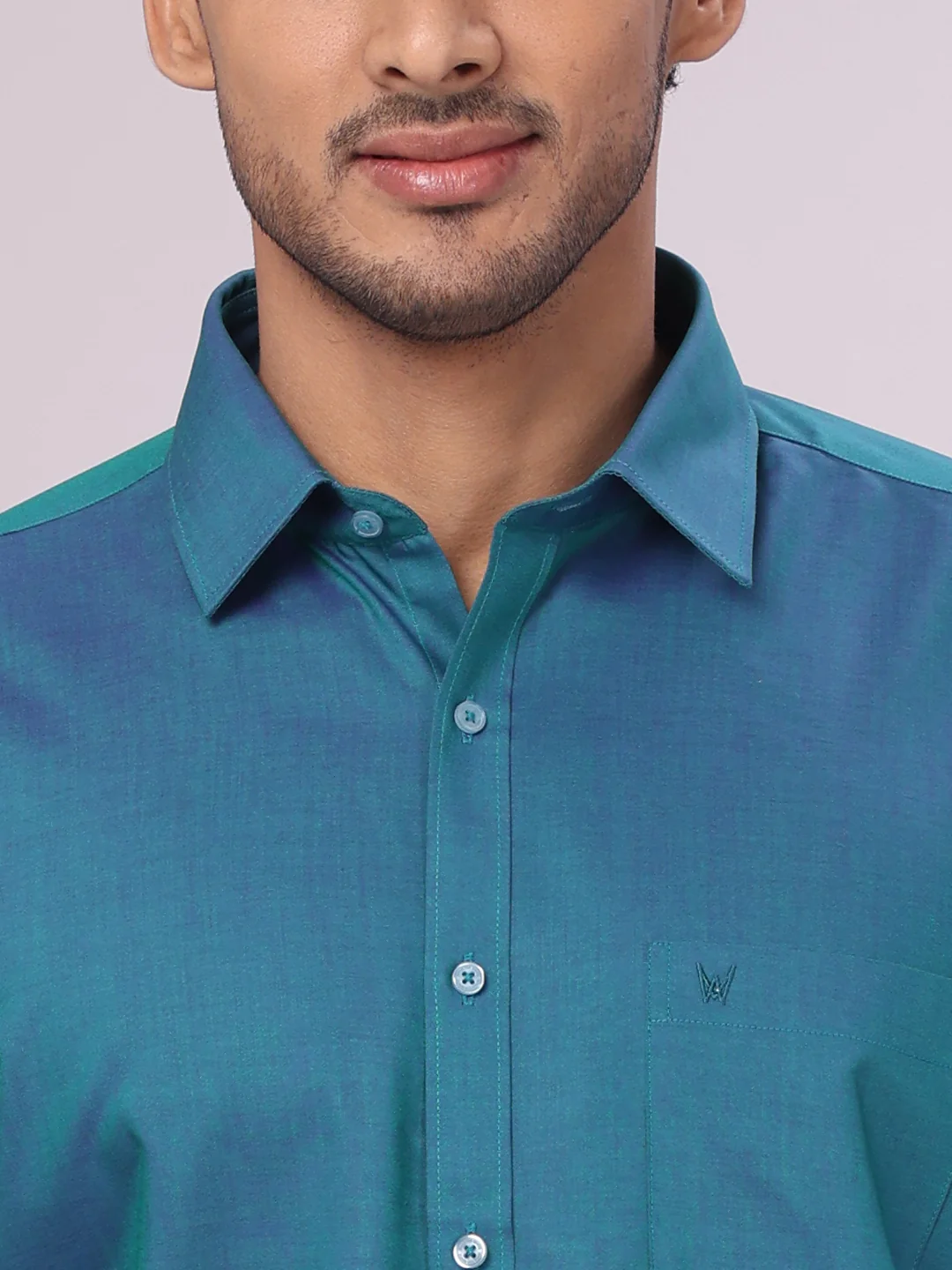 Father & Son Green Color Cotton Shirt with Matching Border Tissue Dhoti Combo - Image 8