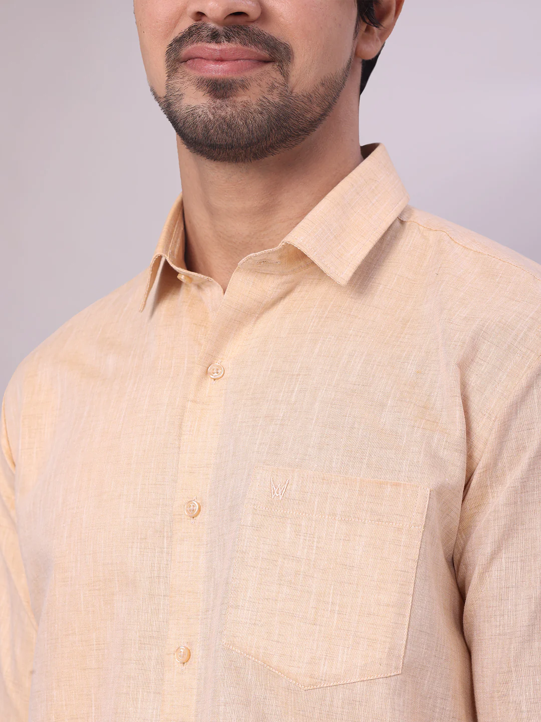 Father & Son Sandal Color Cotton Shirt with Matching Border Dhoti Combo - Image 9