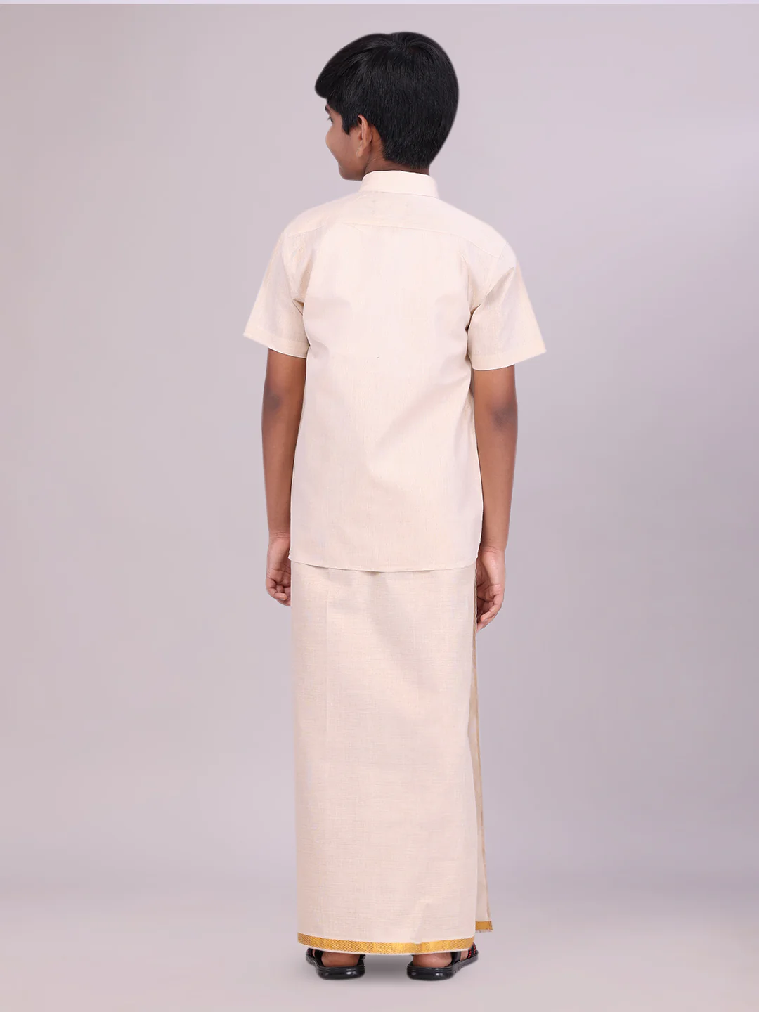 Boys Tissue Gold Colour Shirt with Dhoti Combo Ambitious Boy - Image 3
