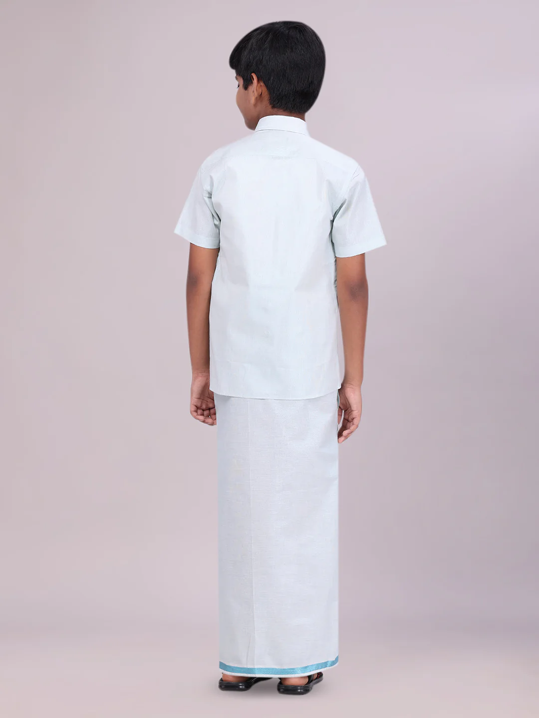 Boys Tissue Mint Blue Colour Shirt with Dhoti Combo Ambitious Boy - Image 3