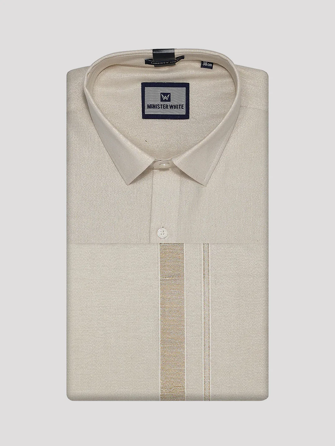 Mens Tissue Beige Colour Dhoti Shirt Wedding Combo Maverick - Image 7