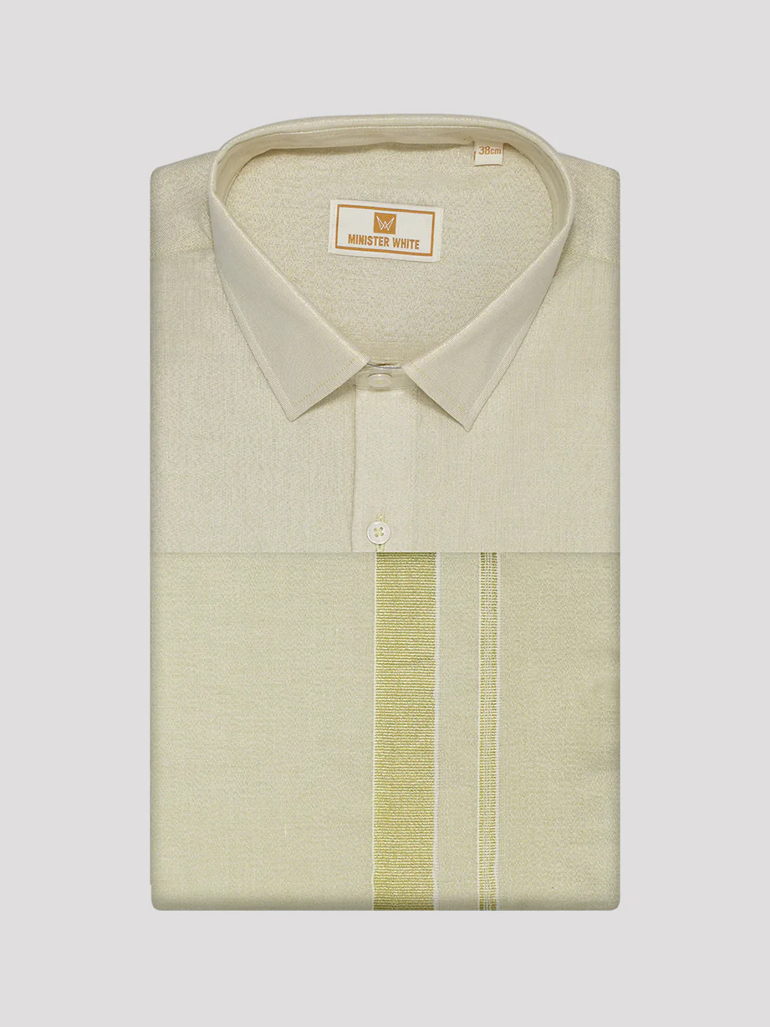 Men's Tissue Brass Color Dhoti Shirt Wedding Combo Maverick - Image 7