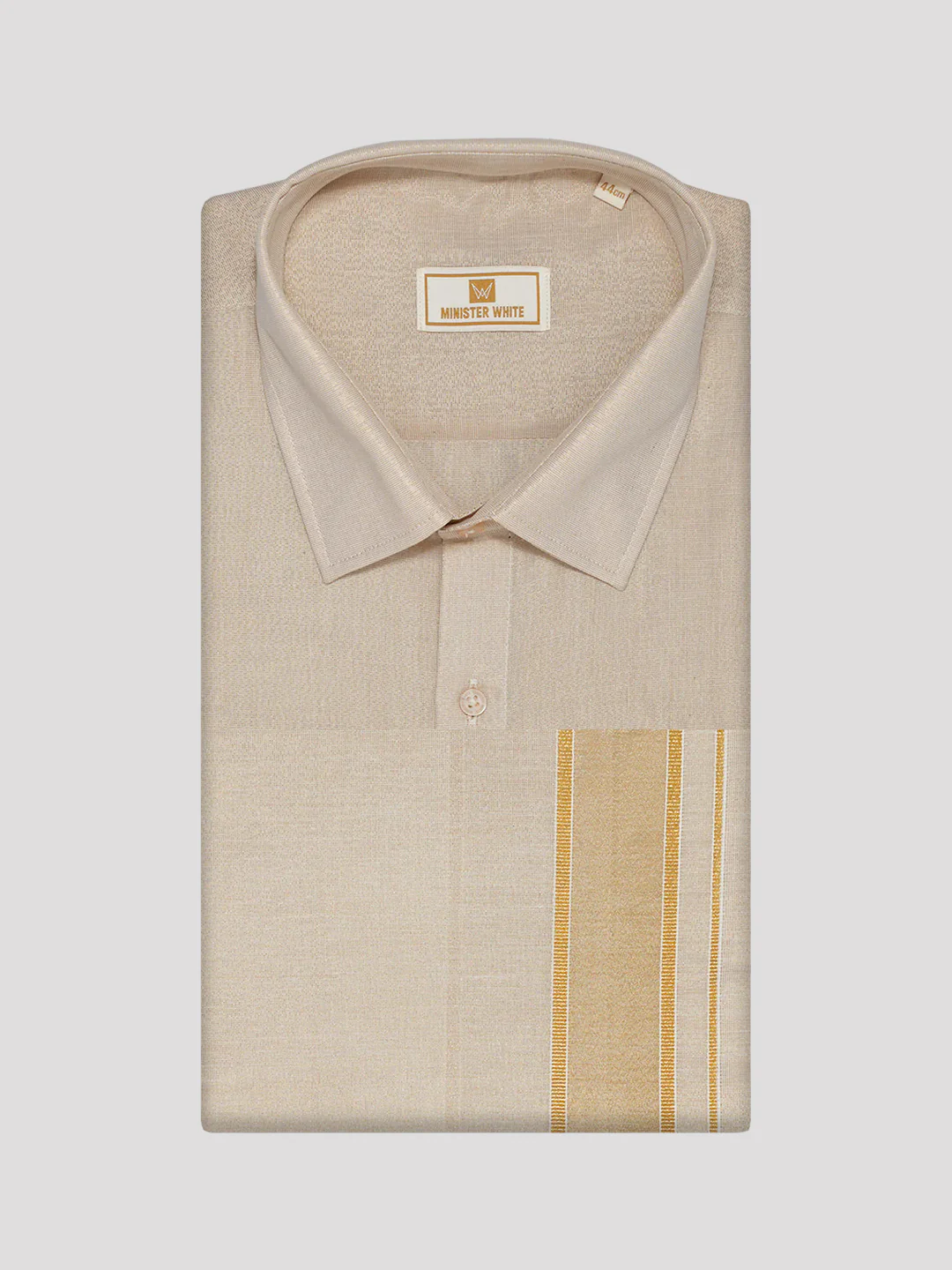 Mens Tissue Gold Colour Dhoti Shirt Wedding Combo Maverick - Image 7