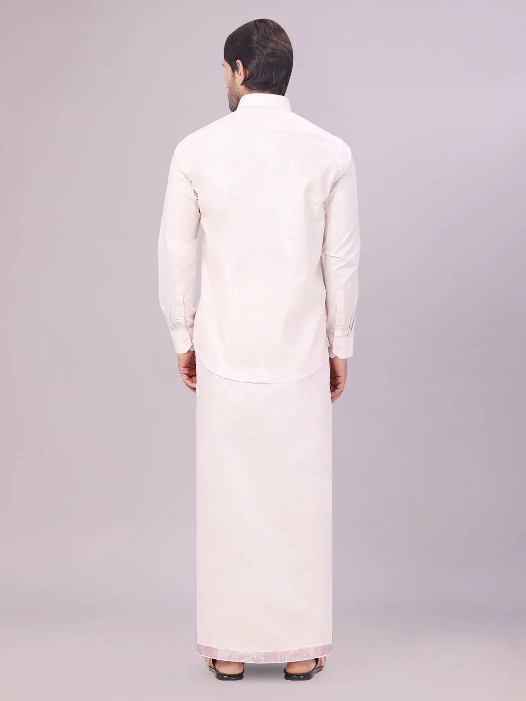 Mens Tissue Light Rose Colour Dhoti Shirt Wedding Combo Maverick - Image 4