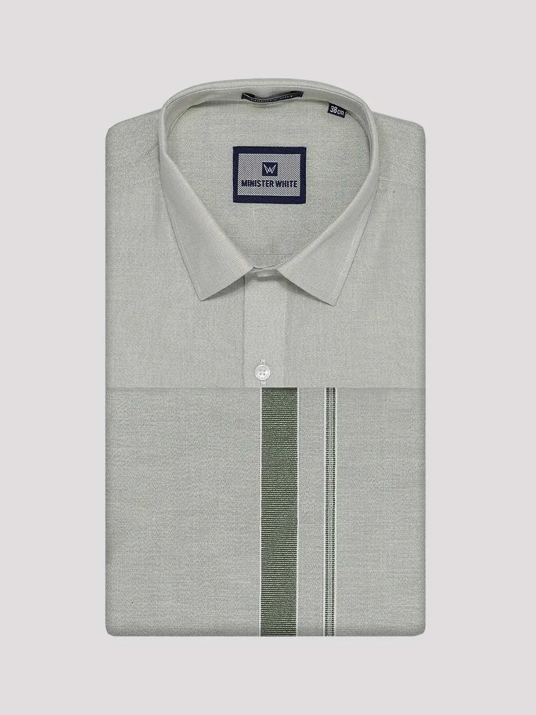 Mens Tissue Olive Green Colour Dhoti Shirt Wedding Combo Maverick - Image 7