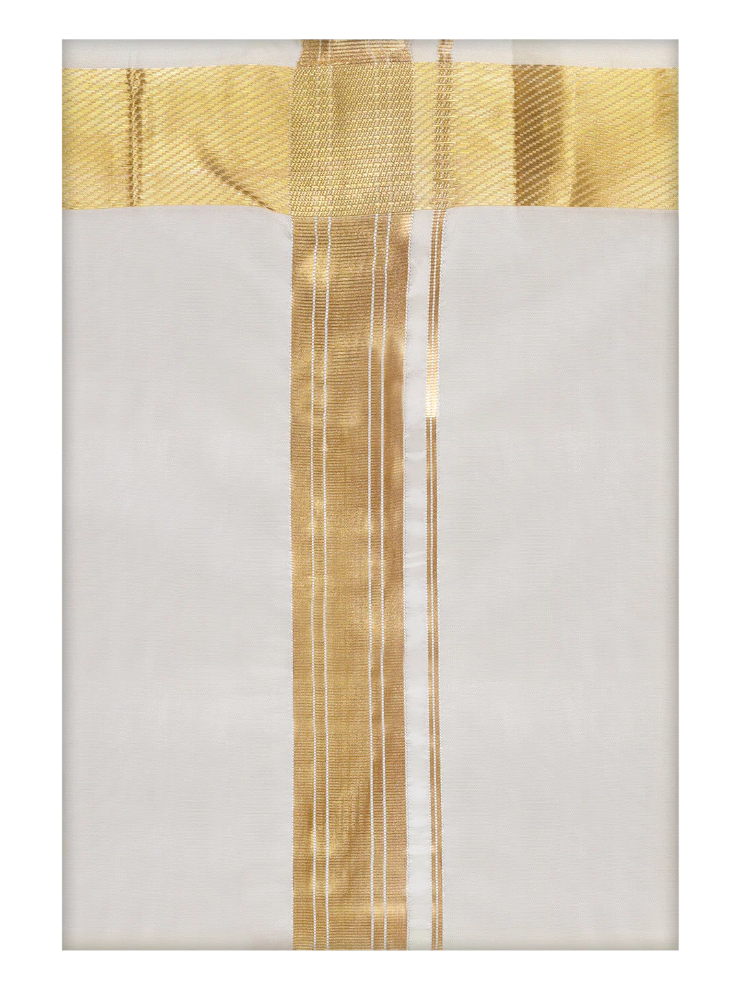 Men's Art Silk Cream Full Sleeves Shirt with 100k Gold Jari Border Dhoti Combo Finesse - Image 8