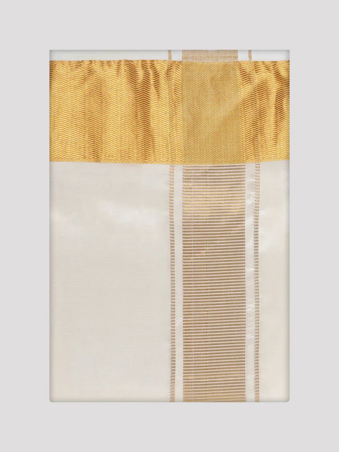 Men's Art Silk Cream Full Sleeves Shirt with 4" Gold Jari Border Dhoti Combo Mangal - Image 7