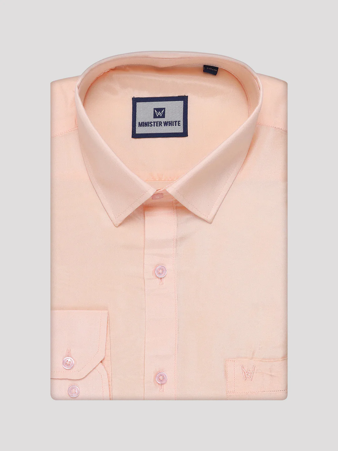 Men's Art Silk Light Peach Full Sleeves Shirt with Copper Jari Border Dhoti Combo Finesse - Image 8