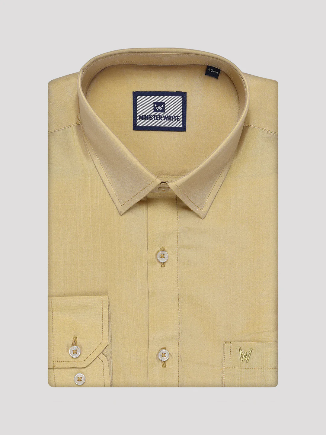 Men's Art Silk Mango Gold Full Sleeves Shirt with 3 1/2" Gold Jari Border Dhoti Combo Mangal - Image 6