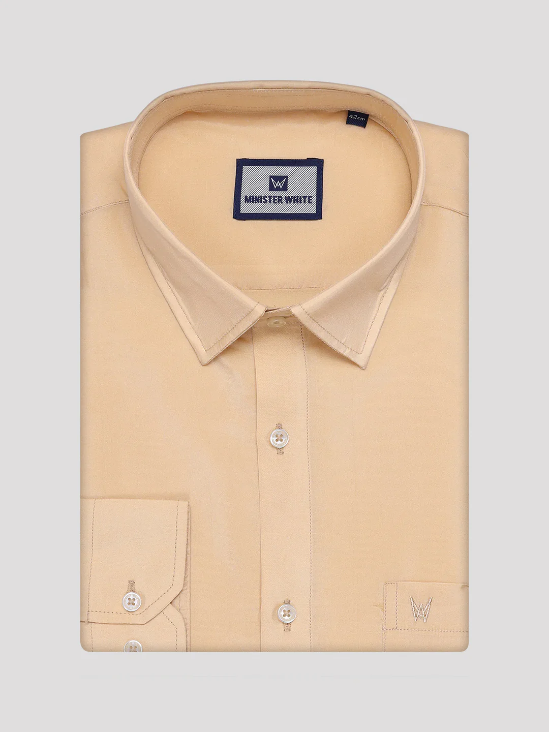 Men's Art Silk Medium Gold Full Sleeves Plain Shirt with 3" Gold Jari Border Dhoti Combo Mangal - Image 2
