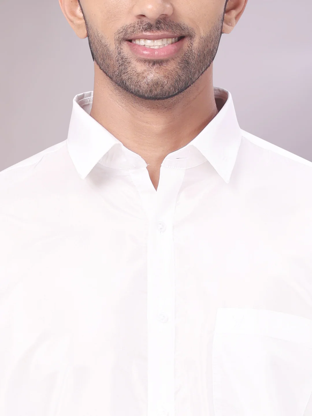 Men's Art Silk Off White Full Sleeves Shirt with 70k Gold Jari Border Dhoti Combo Finesse - Image 5