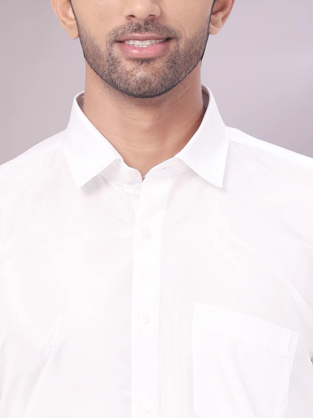 Men's Art Silk Off White Full Sleeves Shirt with Copper Jari Border Dhoti Combo Finesse - Image 5