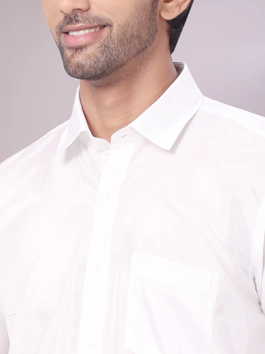 Men's Art Silk Off White Full Sleeves Shirt with Copper Jari Border Dhoti Combo Finesse - Image 6