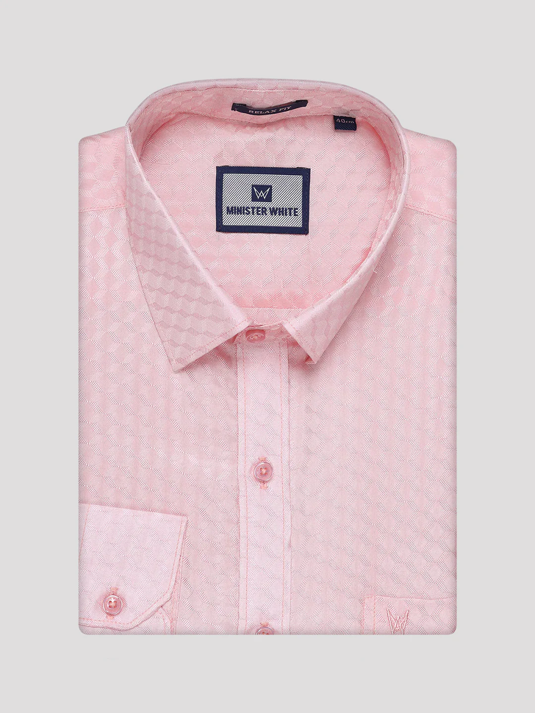 Men's Art Silk Pink Full Sleeves Shirt with 2 1/2" Copper Jari Border Dhoti Combo Nautica - Image 9